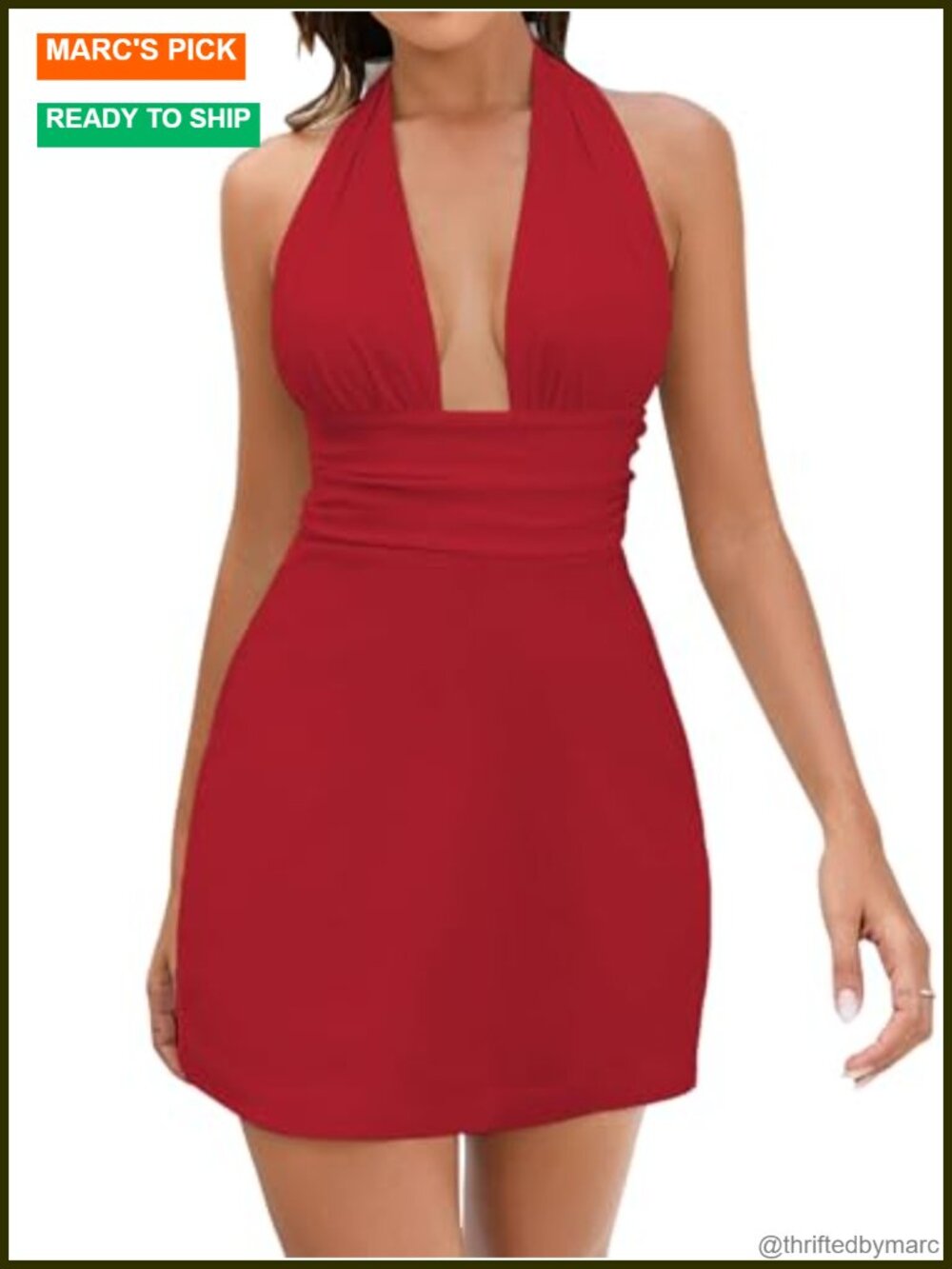 Sexy Halter V-Neck Bow Tie Backless Bodycon Mini Party Dress